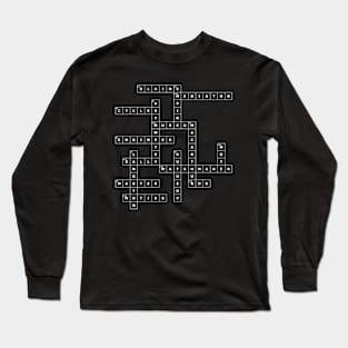 (1974TMIGE-D) Crossword pattern with words from a famous 1974 science fiction book. [Dark Background] Long Sleeve T-Shirt